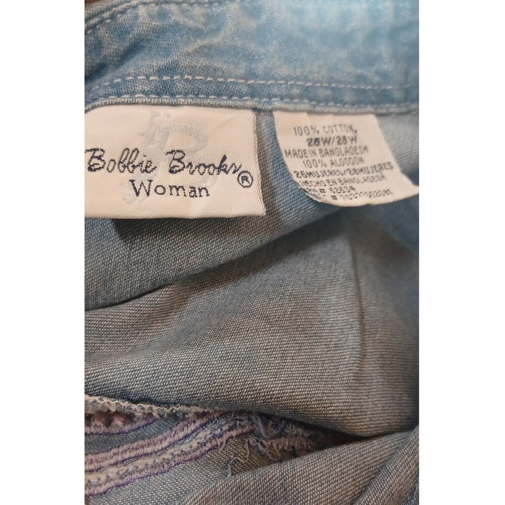 Bobbie Brooks Vintage 90s Embroidered Denim Shirt Women's Plus Size 26W Floral - Picture 5 of 8